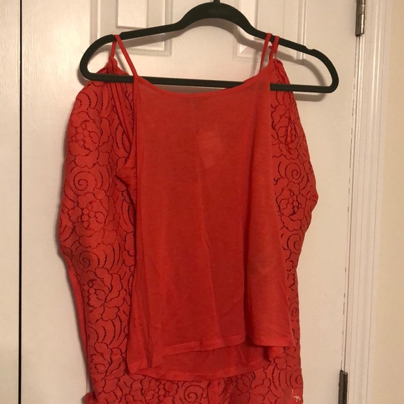 Banana Republic Coral Lace Blouse w/ Cami - NWT S - Picture 6 of 6